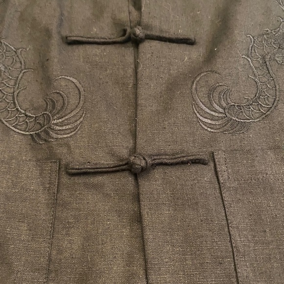 Asian Dragon Frog Button Blouse - Black - Size M - Picture 4 of 6